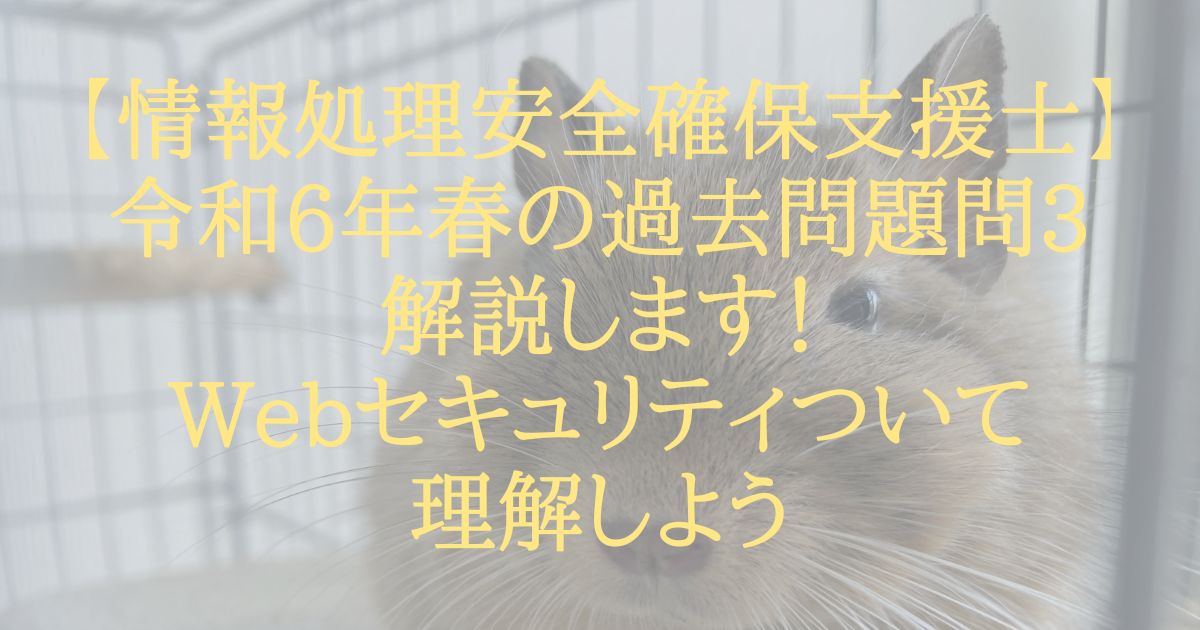 【情報処理安全確保支援士】令和6年春の過去問題問3解説します！Webセキュリティついて理解しよう