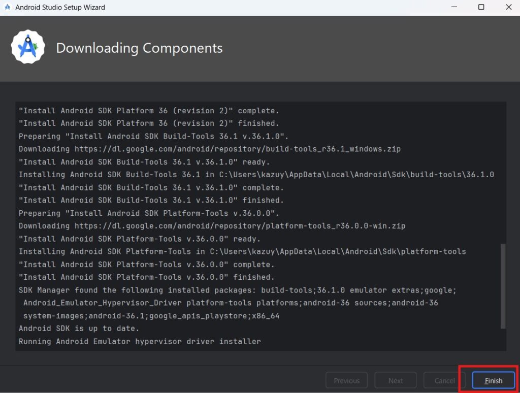 インストール完了